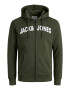 JACK & JONES Jopa na zadrgo temno zelena / bela - Pepit.si