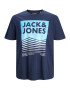 Jack & Jones Plus Majica 'Booster' voda / bela / nočno modra - Pepit.si