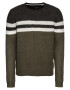 Only & Sons Pulover 'onsLAZLO STRIPED CREW NECK KNIT' zelena / črna / bela - Pepit.si