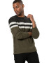 Only & Sons Pulover 'onsLAZLO STRIPED CREW NECK KNIT' zelena / črna / bela - Pepit.si