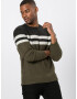 Only & Sons Pulover 'onsLAZLO STRIPED CREW NECK KNIT' zelena / črna / bela - Pepit.si