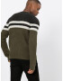 Only & Sons Pulover 'onsLAZLO STRIPED CREW NECK KNIT' zelena / črna / bela - Pepit.si