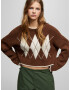 Pull&Bear Pulover temno rjava / naravno bela - Pepit.si