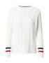 TOMMY HILFIGER Pulover bela / temno modra / ognjeno rdeča - Pepit.si