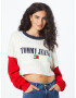 Tommy Jeans Pulover mornarska / rdeča / bela - Pepit.si