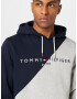 Tommy Jeans Majica mornarska / pegasto siva / rdeča / bela - Pepit.si