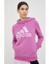 adidas Bluza ženska roza barva s kapuco - Pepit.si