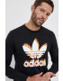 adidas Originals Bombažna majica z dolgimi rokavi črna barva - Pepit.si