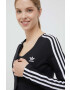 adidas Originals Majica z dolgimi rokavi Button Long Sleeve Tee ženska črna barva - Pepit.si