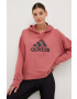 adidas Performance Bluza ženska roza barva s kapuco - Pepit.si