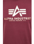 Alpha Industries Bombažna kratka majica bordo barva - Pepit.si