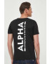 Alpha Industries Bombažna kratka majica Koszulka Backprint T 128507 03 črna barva - Pepit.si