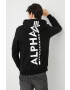 Alpha Industries Pulover moška črna barva s kapuco - Pepit.si