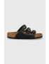 Birkenstock Usnjeni natikači Florida ženski črna barva 1011445 - Pepit.si