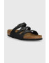 Birkenstock Usnjeni natikači Florida ženski črna barva 1011445 - Pepit.si