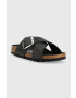 Birkenstock Usnjeni natikači Siena Big Buckle ženski črna barva 1020156 - Pepit.si