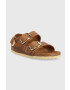 Birkenstock Usnjeni sandali Milano Big Buckle ženski rjava barva 1024067 - Pepit.si