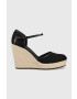 Calvin Klein Jeans Espadrile WEDGE SANDAL CLOSE TOE ESS ženski črna barva YW0YW01194 - Pepit.si