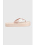 Calvin Klein Jeans Japonke FLATFORM FLIPFLOP ženske roza barva YW0YW00993 - Pepit.si