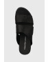 Calvin Klein Jeans Natikači FLATFORM SANDAL WEBBING ženski bež barva YW0YW00966 - Pepit.si