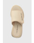 Calvin Klein Jeans Natikači One-strap Sandal ženski bež barva - Pepit.si