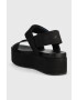 Calvin Klein Jeans Sandali FLATFORM SANDAL SOFTNY ženski črna barva YW0YW00965 - Pepit.si