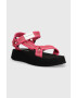 Calvin Klein Jeans Sandali PREFRESATO SANDAL WEBBING XRAY ženski roza barva YW0YW00969 - Pepit.si