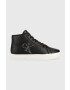 Calvin Klein Jeans Usnjene superge Classic Cupsole Laceup Mid črna barva - Pepit.si