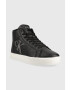 Calvin Klein Jeans Usnjene superge Classic Cupsole Laceup Mid črna barva - Pepit.si