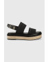 Calvin Klein Sandali FLATFORM WEDGE - HE ženski črna barva HW0HW01497 - Pepit.si