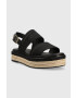 Calvin Klein Sandali FLATFORM WEDGE - HE ženski črna barva HW0HW01497 - Pepit.si