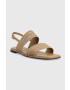 Calvin Klein Sandali SQUARED SANDAL HE ženski bež barva HW0HW01496 - Pepit.si