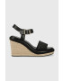 Calvin Klein Sandali WEDGE 70HH - HE ženski črna barva HW0HW01499 - Pepit.si