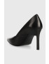 Calvin Klein Usnjene visoke pete GEO STILETTO PUMP 90 črna barva HW0HW01769 - Pepit.si