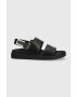 Calvin Klein Usnjeni sandali ADJ SANDAL W/HW ženski črna barva HW0HW01479 - Pepit.si