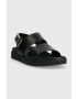 Calvin Klein Usnjeni sandali ADJ SANDAL W/HW ženski črna barva HW0HW01479 - Pepit.si