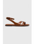 Calvin Klein Usnjeni sandali ALMOND SANDAL ženski rjava barva HW0HW01463 - Pepit.si