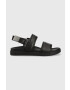 Calvin Klein Usnjeni sandali BACK STRAP SANDAL LTH moški črna barva HM0HM00946 - Pepit.si