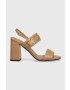 Calvin Klein Usnjeni sandali BLOCK HL SANDAL 85HH W/HW bež barva HW0HW01486 - Pepit.si