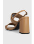 Calvin Klein Usnjeni sandali BLOCK HL SANDAL 85HH W/HW bež barva HW0HW01486 - Pepit.si