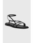 Calvin Klein Usnjeni sandali SQUARED SANDAL ženski črna barva HW0HW01603 - Pepit.si