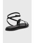 Calvin Klein Usnjeni sandali SQUARED SANDAL ženski črna barva HW0HW01603 - Pepit.si