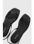 Calvin Klein Usnjeni sandali SQUARED SANDAL ženski črna barva HW0HW01603 - Pepit.si