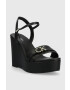 Calvin Klein Usnjeni sandali WEDGE 70HH W/HW ženski črna barva HW0HW01485 - Pepit.si