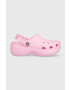 Crocs Natikači CLASSIC PLATFORM CLOG WOMEN ženski roza barva 206750 - Pepit.si