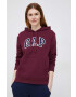 Gap Bluza ženska bordo barva s kapuco - Pepit.si