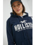 Hollister Co. Bluza ženska mornarsko modra barva s kapuco - Pepit.si