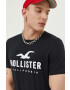 Hollister Co. Bombažna kratka majica črna barva - Pepit.si