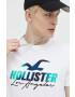 Hollister Co. Bombažna kratka majica bela barva - Pepit.si