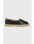 Lauren Ralph Lauren Usnjene espadrile Cameryn IV črna barva 802905304001 - Pepit.si